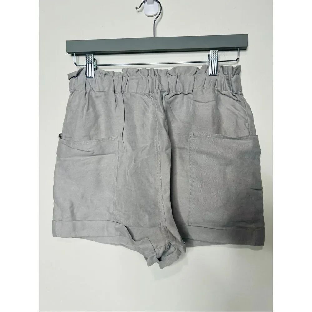 Wilfred Free Gray Lyocell/Linen Patch Pocket Shorts Sz M